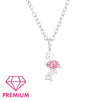 Children's Sterling Silver 'Pink Sparkle Flamingo' Pendant Necklace