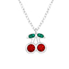 Children's Sterling Silver Crystal Cherry Pendant Necklace
