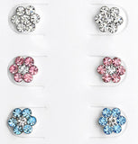 Children's Sterling Silver Set of 3 Pairs of Crystal Flower Stud Earrings