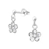 Children's Sterling Silver 'Crystal Drop Flower' Stud Earrings
