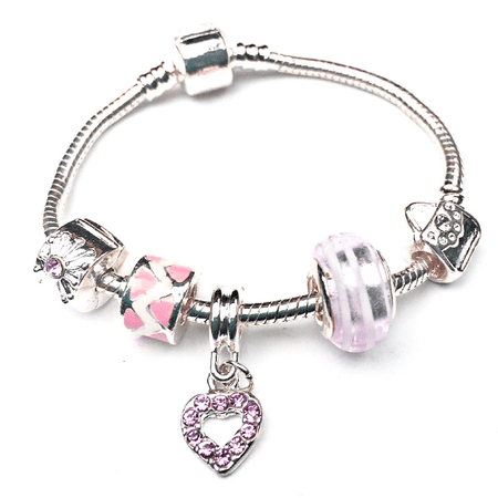 Teenager's/Children's 'Roses are Red' Silver Plated Charm Bead Bracelet