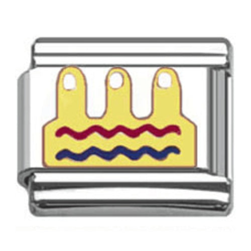 Stainless Steel 9mm Shiny Birthday Cake Link for Italian Charm Bracelet