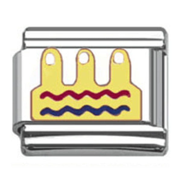 Stainless Steel 9mm Shiny Birthday Cake Link for Italian Charm Bracelet