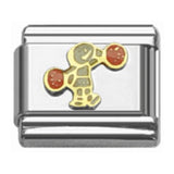 Stainless Steel 9mm Shiny Cheerleader Link for Italian Charm Bracelet