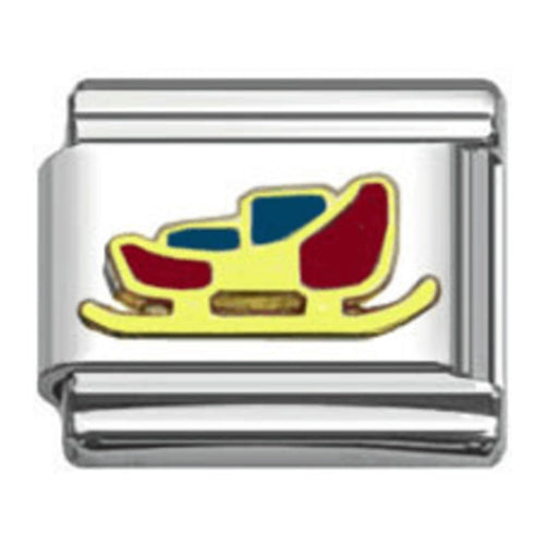 Stainless Steel 9mm Shiny 'Christmas Santa Claus Sleigh' Link for Italian Charm Bracelet