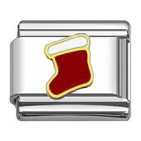 Stainless Steel 9mm Shiny Link with Christmas Stocking for Italian Charm Bracelet