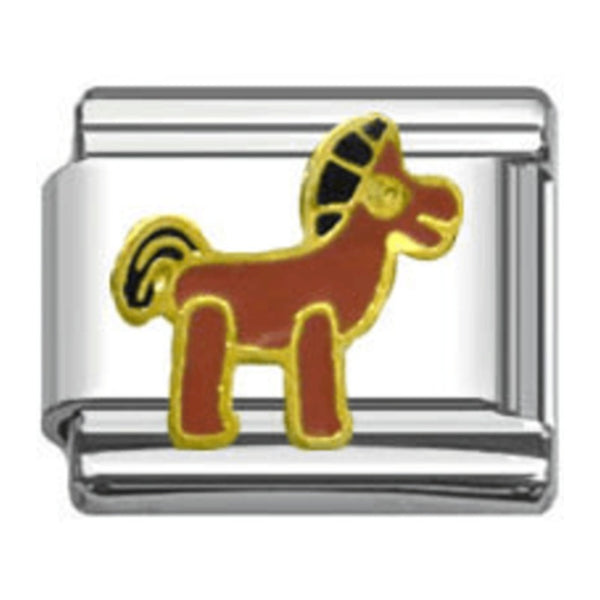 Stainless Steel 9mm Shiny Link with Donkey for Italian Charm Bracelet