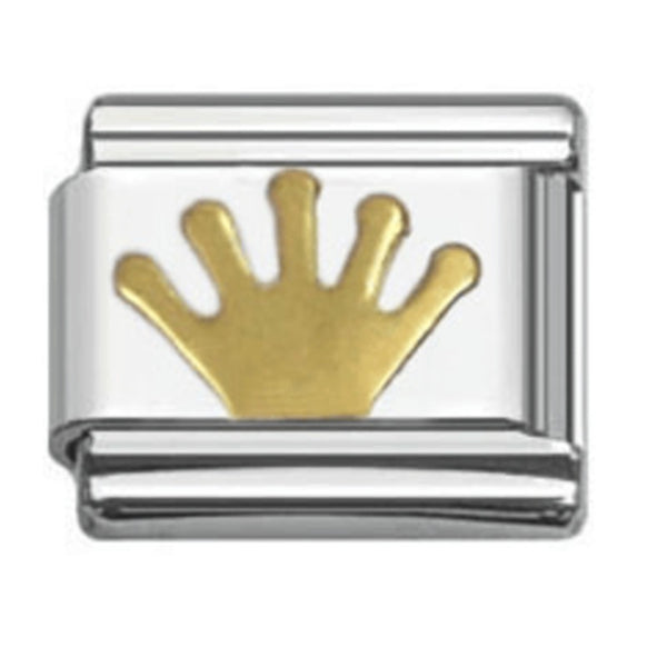 Stainless Steel 9mm Shiny Link with Gold Plated Crown for Italian Charm Bracelet