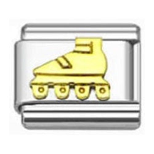 Stainless Steel 9mm Shiny Link with Gold Plated Roller Blade for Italian Charm Bracelet