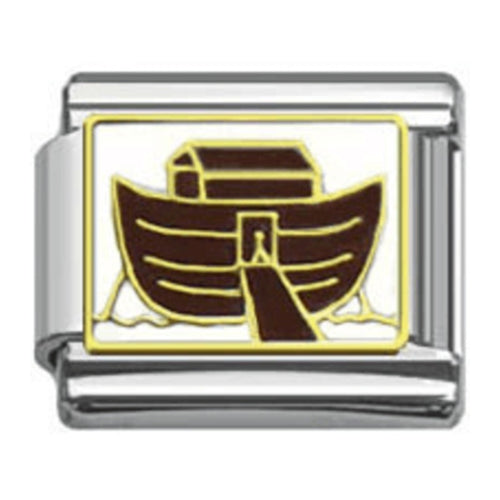 Stainless Steel 9mm Shiny Link with Noah's Ark for Italian Charm Bracelet