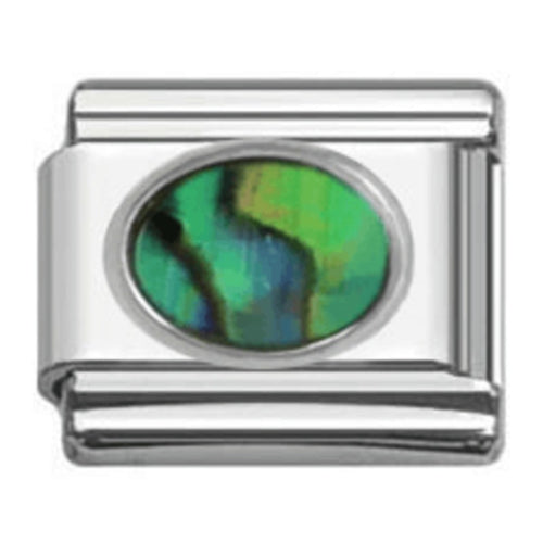 Stainless Steel 9mm Shiny Link with Oval Shell for Italian Charm Bracelet