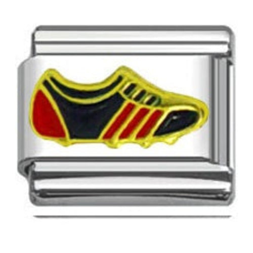 Stainless Steel 9mm Shiny Link with Sports Shoe / Football Boot for Italian Charm Bracelet