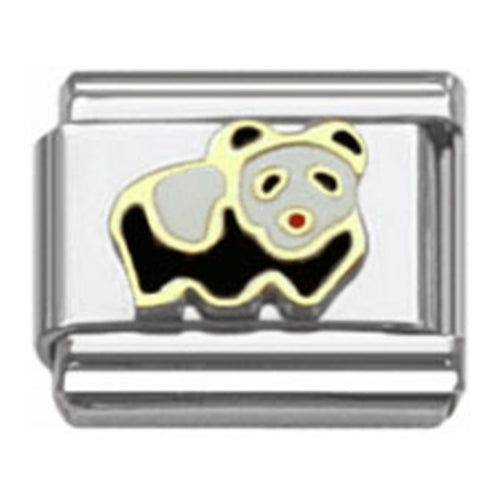 Stainless Steel 9mm Shiny Panda Bear Link for Italian Charm Bracelet