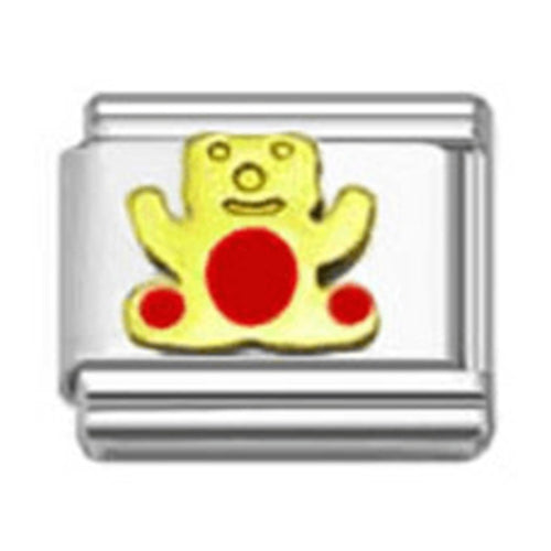 Stainless Steel 9mm Shiny Red Teddy Bear Link for Italian Charm Bracelet