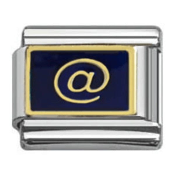 Stainless Steel 9mm Shiny '@ Symbol' Link for Italian Charm Bracelet