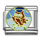 Stainless Steel 9mm Shiny Wise Owl Link for Italian Charm Bracelet