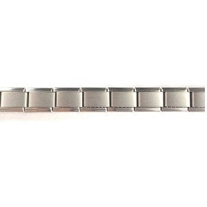 Stainless Steel 18 Link Matte Italian Charm Starter Bracelet- Classic 9mm Size