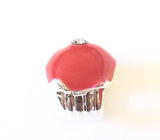 Silver Plated Red Enamel Cupcake Charm