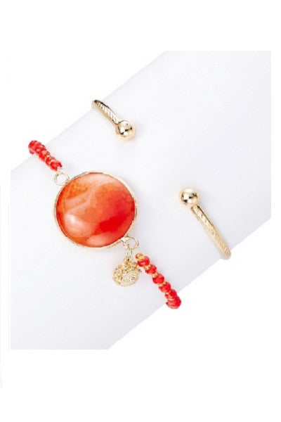 Red and Gold Bangle and Bracelet Set