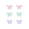 Children's Sterling Silver Set of 3 Pairs of Pastel Butterfly Stud Earrings