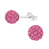 925 Sterling Silver Rose Pink CZ Crystal Disco Ball Earrings