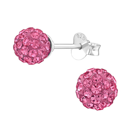 Children's Sterling Silver 'Pink Sparkle Heart' Crystal Stud Earrings
