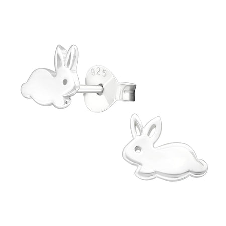 Adult's/Teen's Sterling Silver 'Crystal with Bunny Rabbit Ears' Easter Stud Earrings