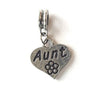 Silver Plated Aunt Heart Drop Charm