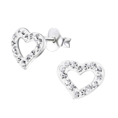 Adult's Sterling Silver 'Chelsea Heart' Czech Crystal Stud Earrings