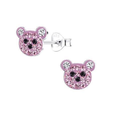 Children's Sterling Silver 'Pink Sparkle Butterfly' Crystal Lever Back Earrings