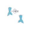 Children's Sterling Silver 'Aquamarine Blue Sparkle Mermaid Tail' Stud Earrings