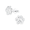 Children's Sterling Silver 'Sparkle Paw' Crystal Stud Earrings