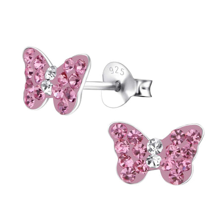 Children's Sterling Silver Adjustable Pink Diamante Butterfly Ring
