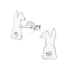 Children's Sterling Silver 'Bunny Rabbit with Crystal' Stud Earrings