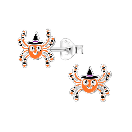 Children's Sterling Silver Halloween 'Spider's Web' Stud Earrings