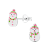 Children's Sterling Silver Christmas Jolly Snowman Stud Earrings