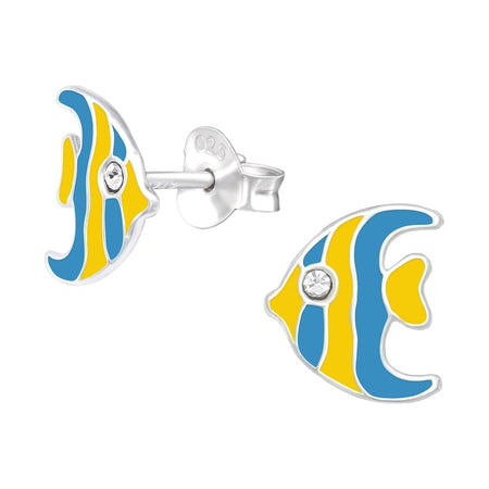 Children's Sterling Silver 'Aqua Blue Sparkle Turtle/Tortoise' Crystal Stud Earrings