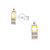 Children's Sterling Silver 'Big Ben' Stud Earrings