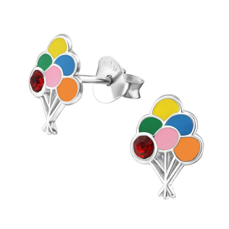 Children's Sterling Silver 'Crown and Flower' Stud Earrings
