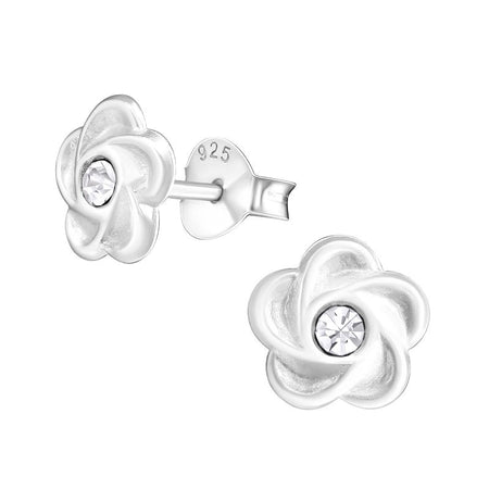 Children's Sterling Silver 'Rainbow Flower and Rainbow Butterfly' Stud Earrings