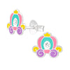 Children's Sterling Silver 'Colourful Princess Carriage' Crystal Stud Earrings