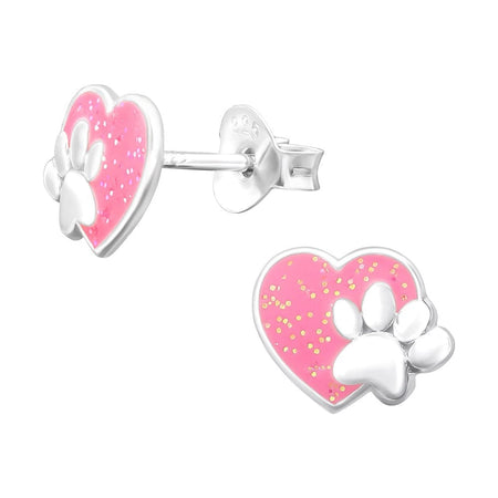 Children's Sterling Silver 'Cute Pink Cat' Stud Earrings