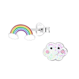 Children's Sterling Silver 'Rainbow and Cloud' Stud Earrings