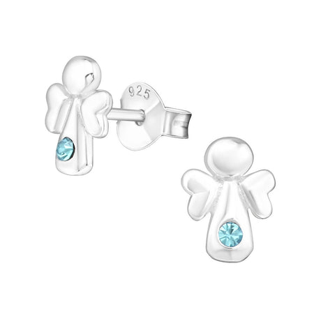 Children's Sterling Silver 'Cross with Crystal' Stud Earrings