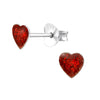 Children's Sterling Silver Red Glitter Heart Stud Earrings