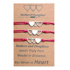 Adjustable Mother and Daughters Heart Trio Wish Bracelets with Presentation Card - Dark Pink