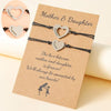 Adjustable Mother and Daughter Heart Wish Bracelets with Presentation Card - Black