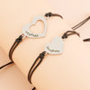 Adjustable Mother and Daughter Heart Wish Bracelets with Presentation Card - Black