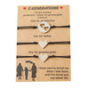 Adjustable Three Generations Heart Wish Bracelets with Presentation Card