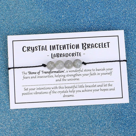 Adjustable 'Black Onyx - Stone of Perseverance' Crystal Intention Wish / Friendship Bracelet